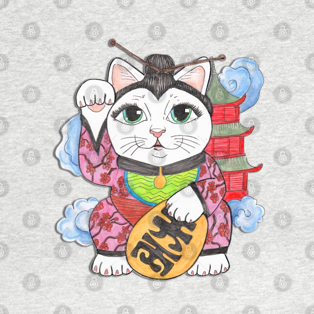 Maneki-Neko, Beckoning Cat by JenStedman73